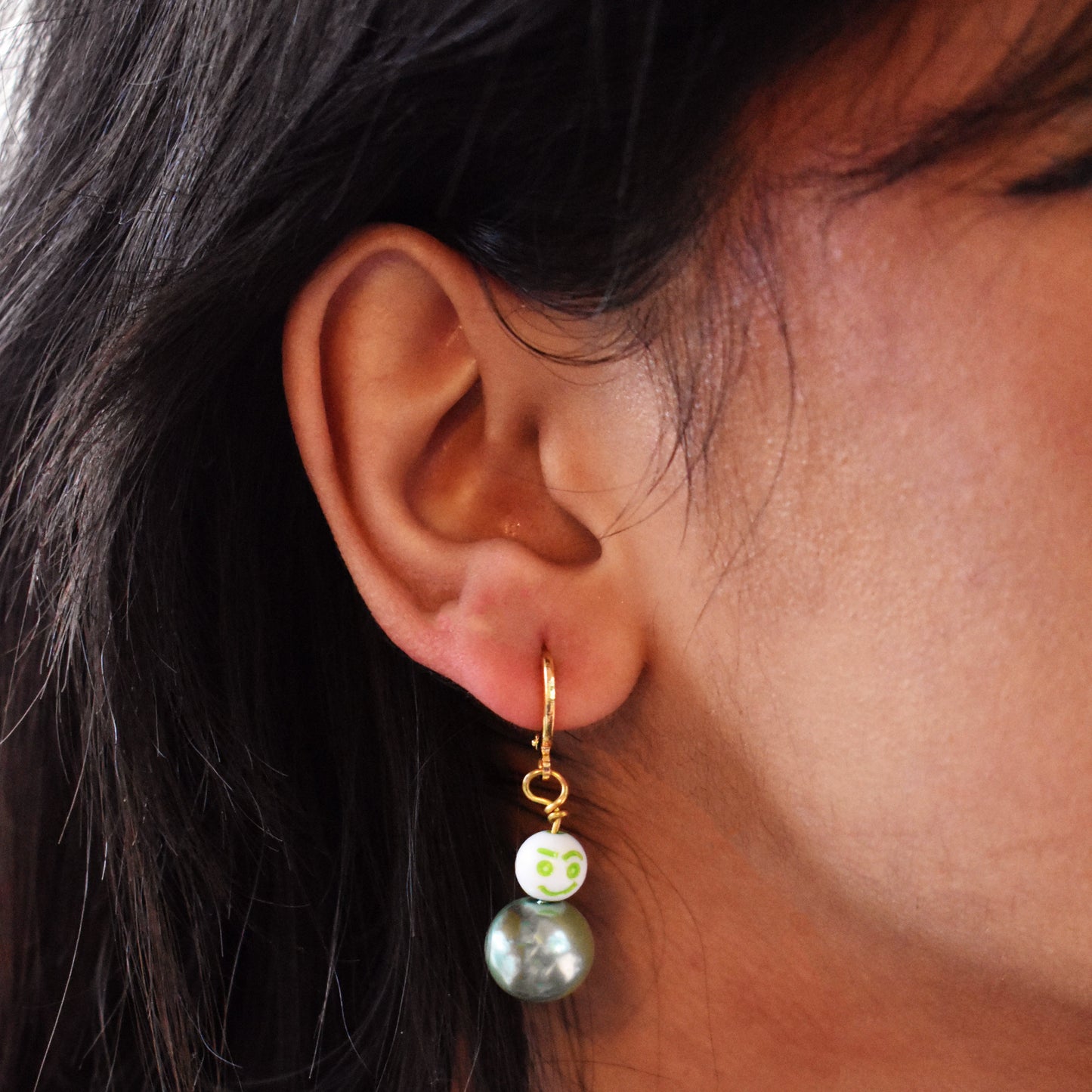 Green Statement Earrings