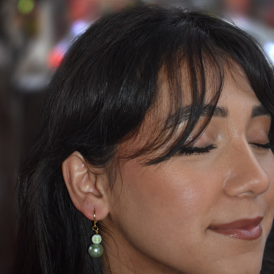 Green Statement Earrings